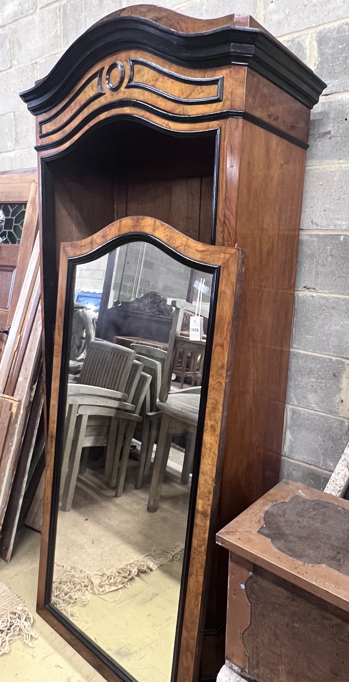 A 19th century French walnut and ebonised armoire, width 107cm, height 225cm